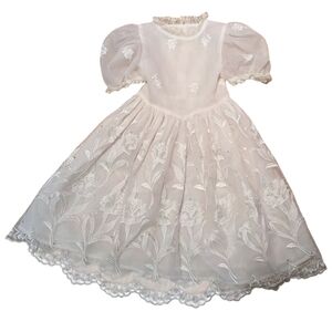 Gail Ingram David Charles Girls Size 6 Ivory Lace Dress With Pink Tulle Formal